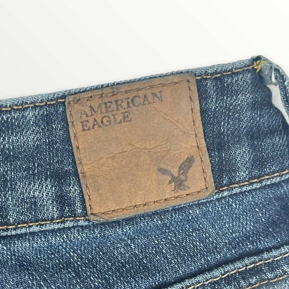 American Eagle Womens Size 4 Short Skinny Cropped Jeans Cuff Medium Dark Wash - Picture 7 of 10